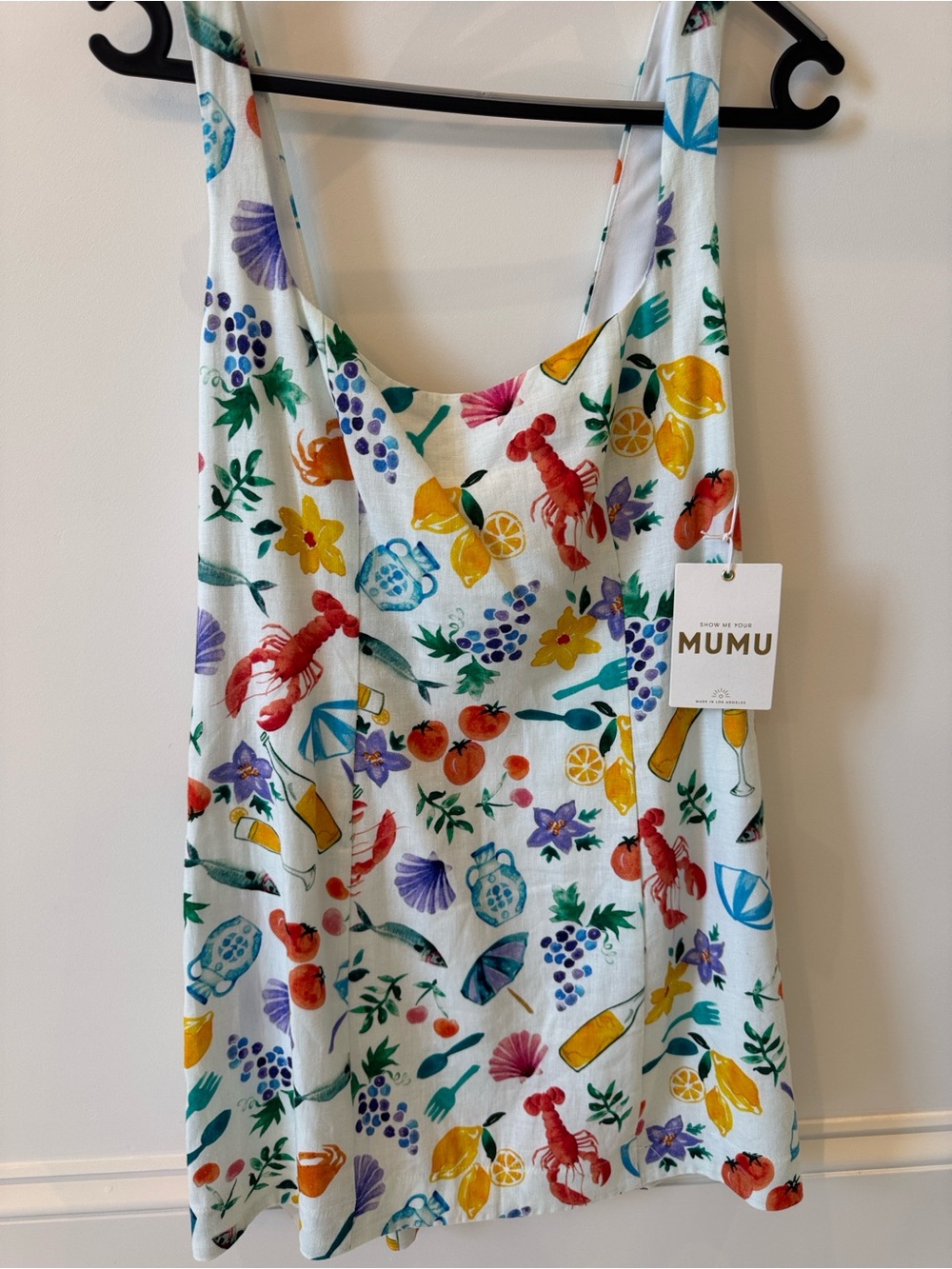 NWT Show Me Your MuMu White Mini Dress with Multicolor Summer Print - Picture 3 of 6